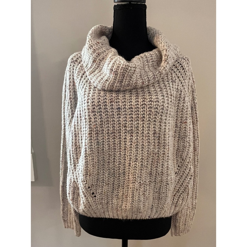 moon & madison Chunky Knit Cowl Neck Sweater Multicolored Speckled Lounge Size L